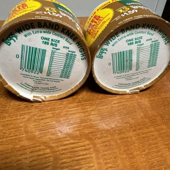 Lot of 2 Vintage L'eggs Leggs Sheer Toe Wide Band Knee Highs Suntan Color One Sz - Picture 2 of 8